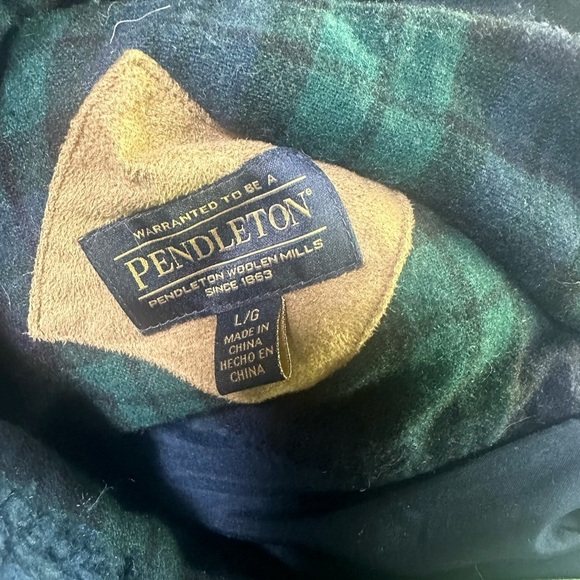 Pendleton Blue Teddy Sherpa Plaid Full Zip Long Sleeves Pockets Jacket Sz Large - Picture 3 of 13